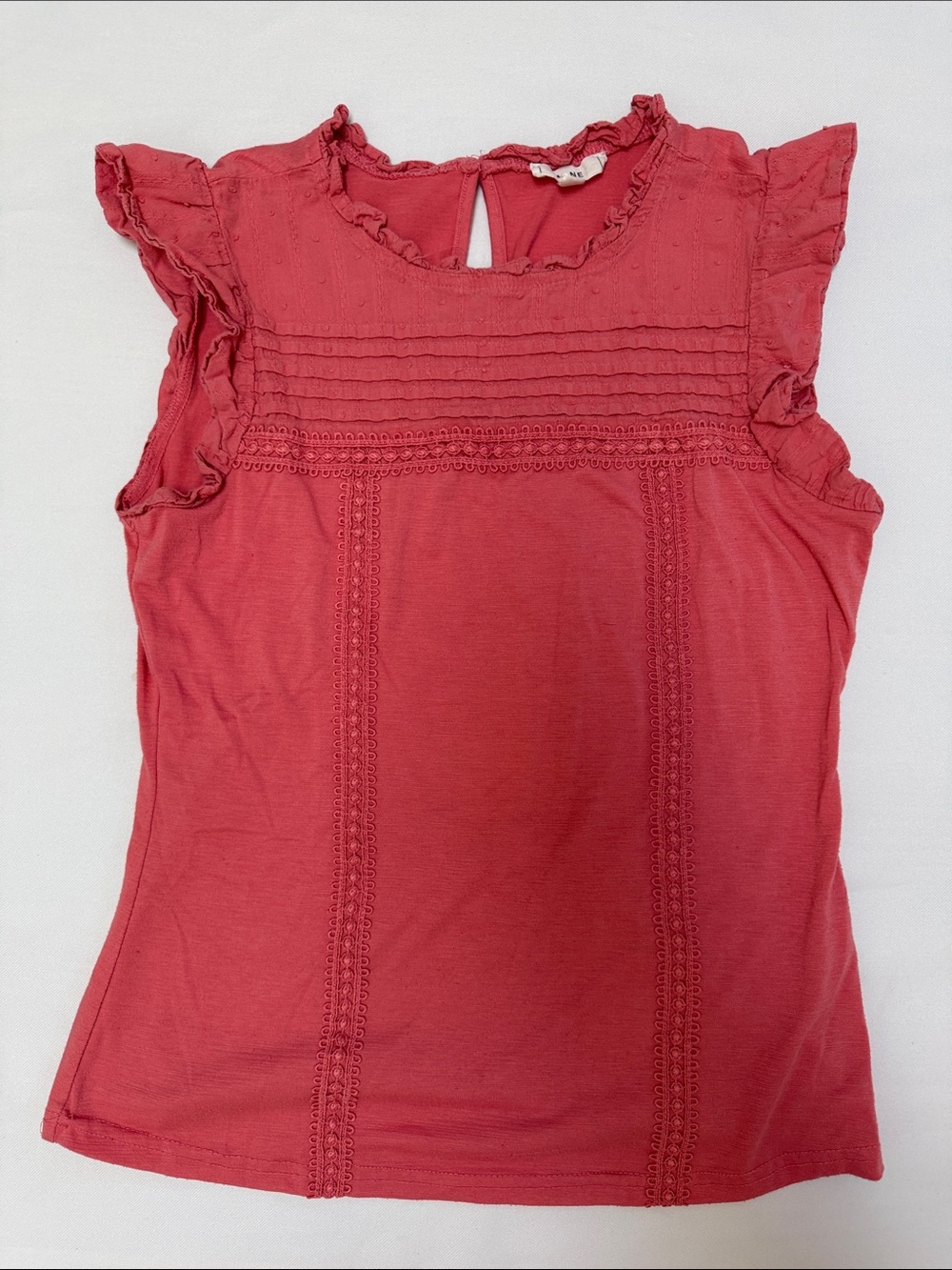 mine Rosewood Ruffled Pintuck Blouse